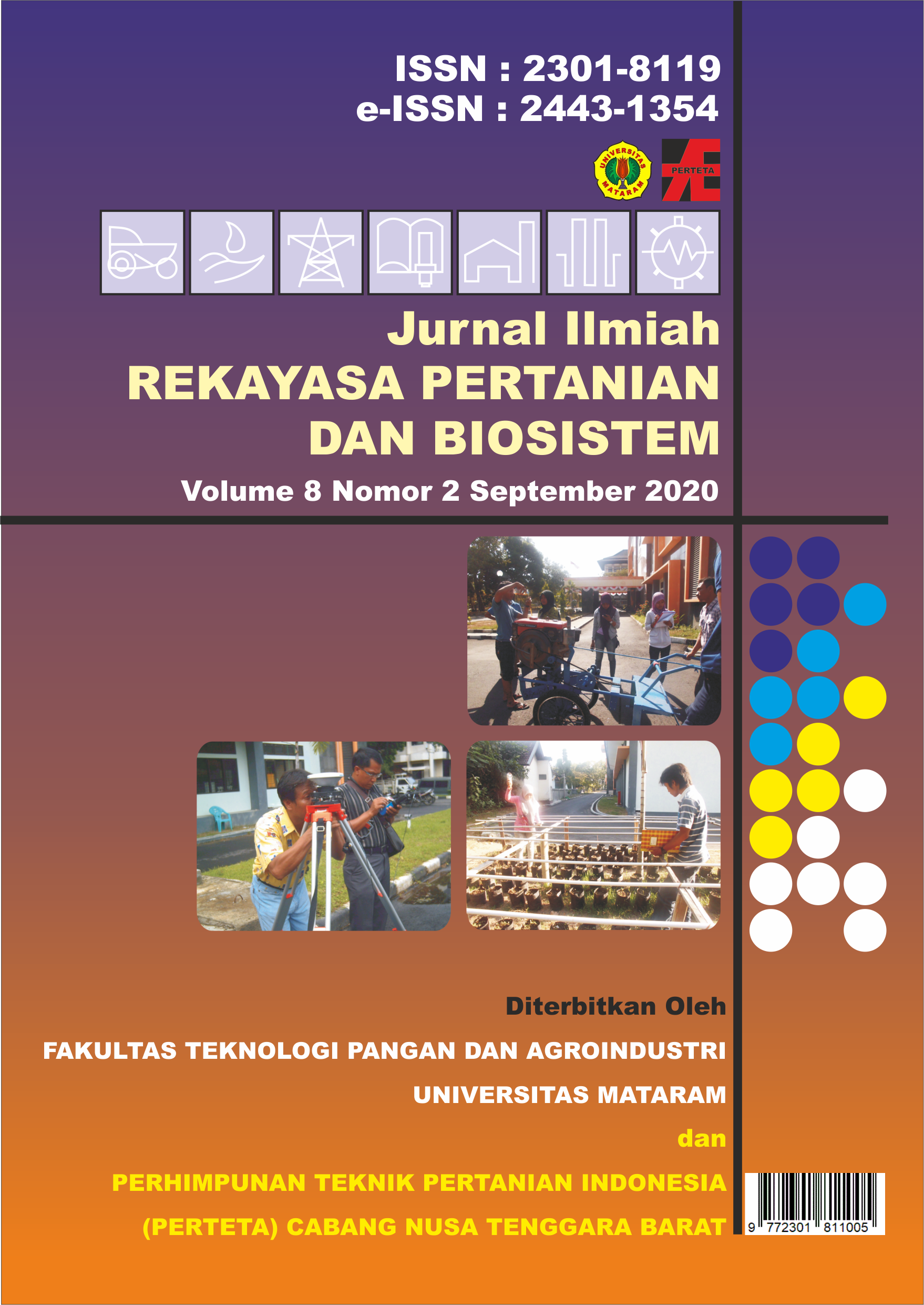 					View Vol. 8 No. 2 (2020): Jurnal Ilmiah Rekayasa Pertanian dan Biosistem
				